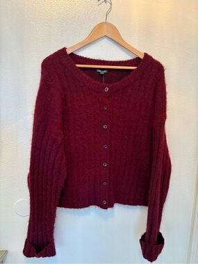 Target Wine Cable-Knit Button Cardigan Sweater
